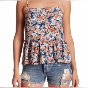 Current/Elliott The Strappy Frayed Floral Summer Beachy Camisole Top Shirt 2